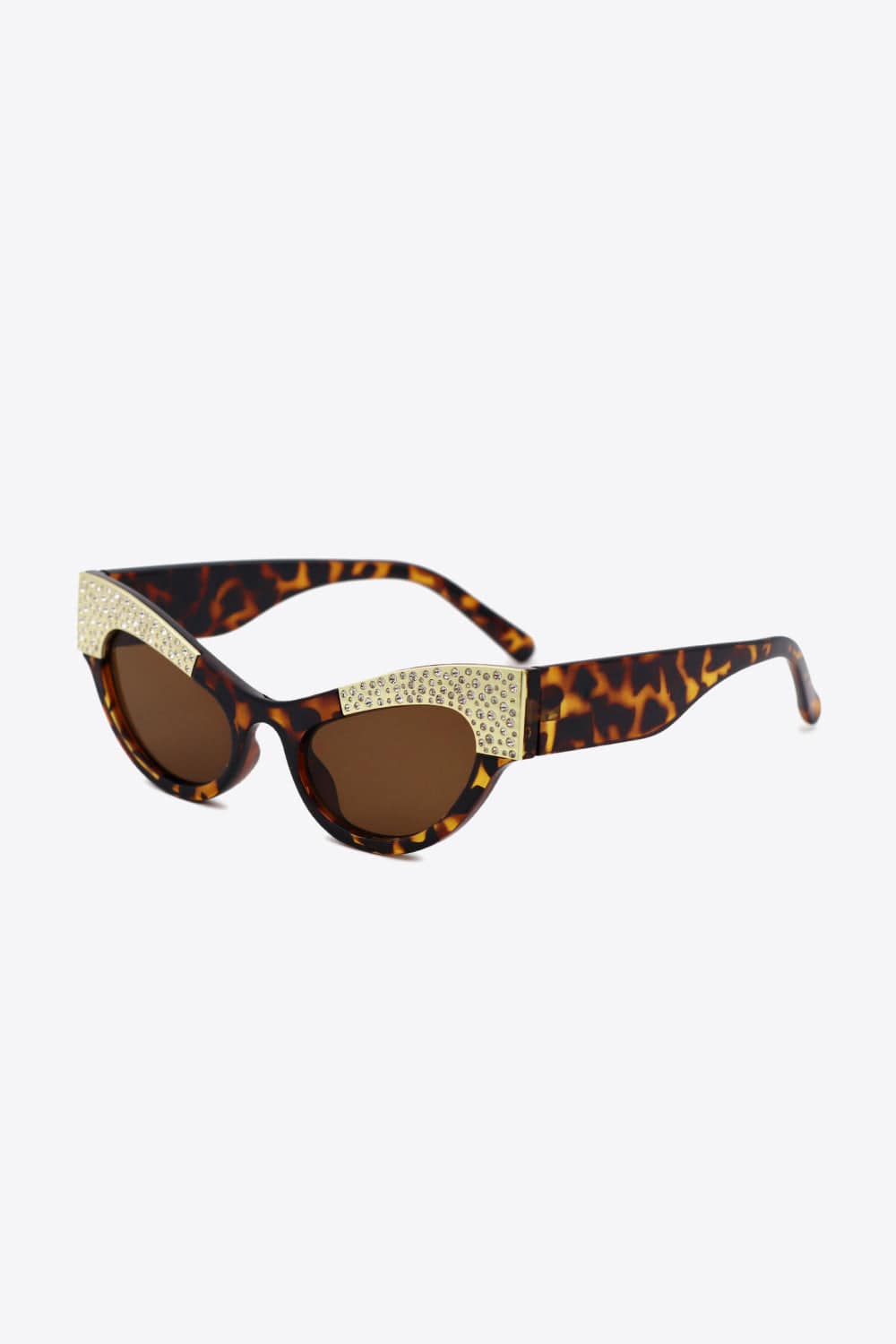 UV400 Rhinestone Trim Cat - Eye Sunglasses - ShalayeFashion