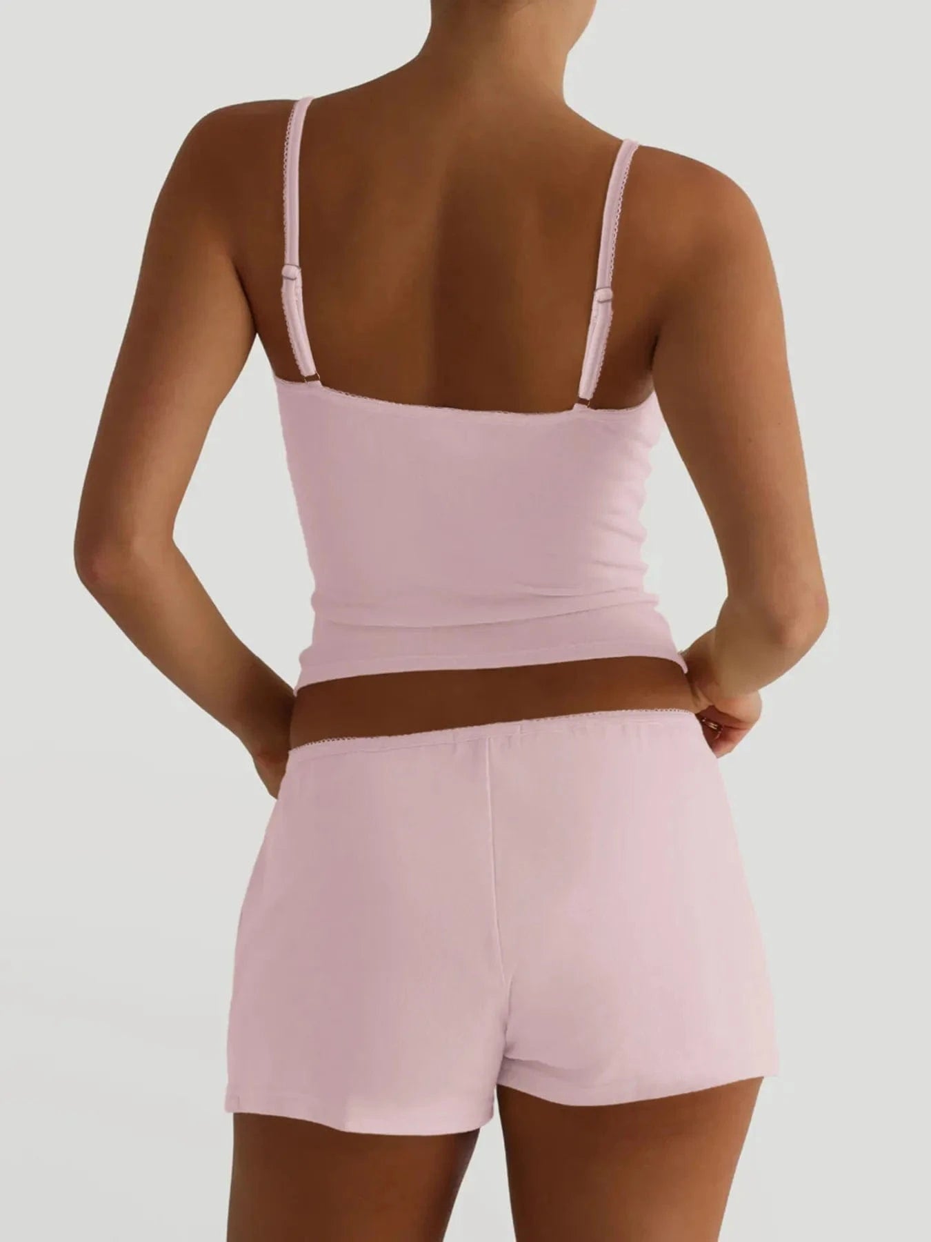 V - Neck Cami and Shorts Set - ShalayeFashion