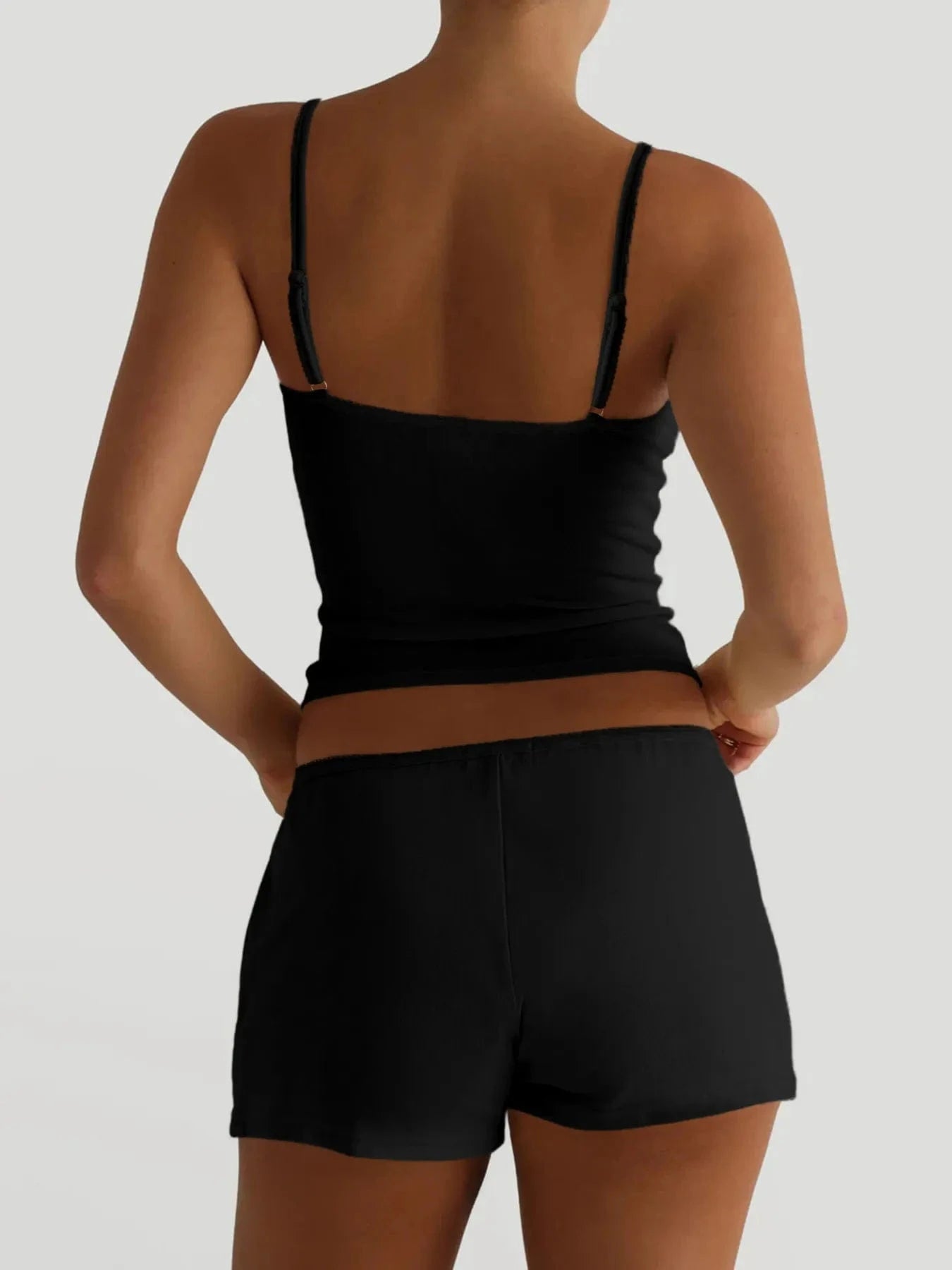 V - Neck Cami and Shorts Set - ShalayeFashion