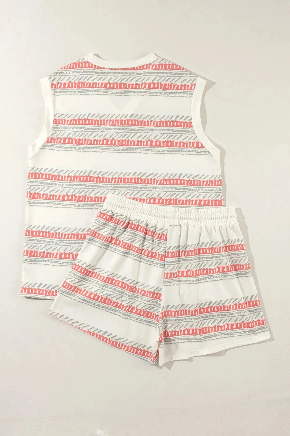 V - Neck Sleeveless Top and Drawstring Shorts Set - ShalayeFashion