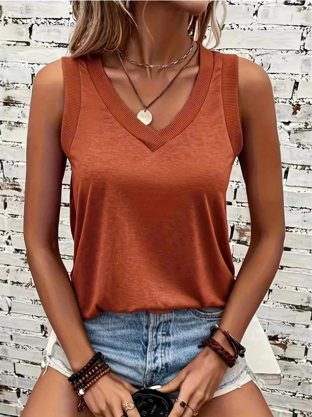 V - Neck Tank - ShalayeFashion