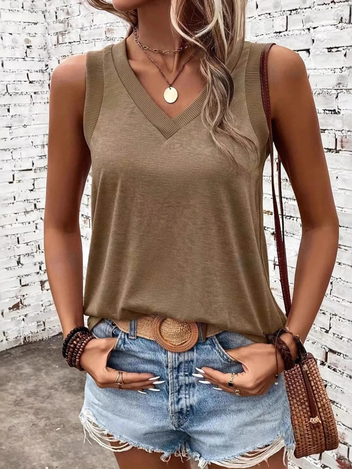 V - Neck Tank - ShalayeFashion