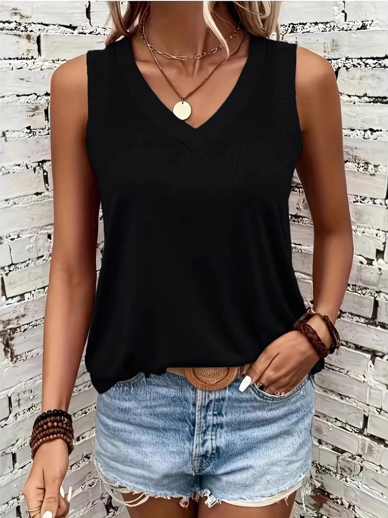 V - Neck Tank - ShalayeFashion
