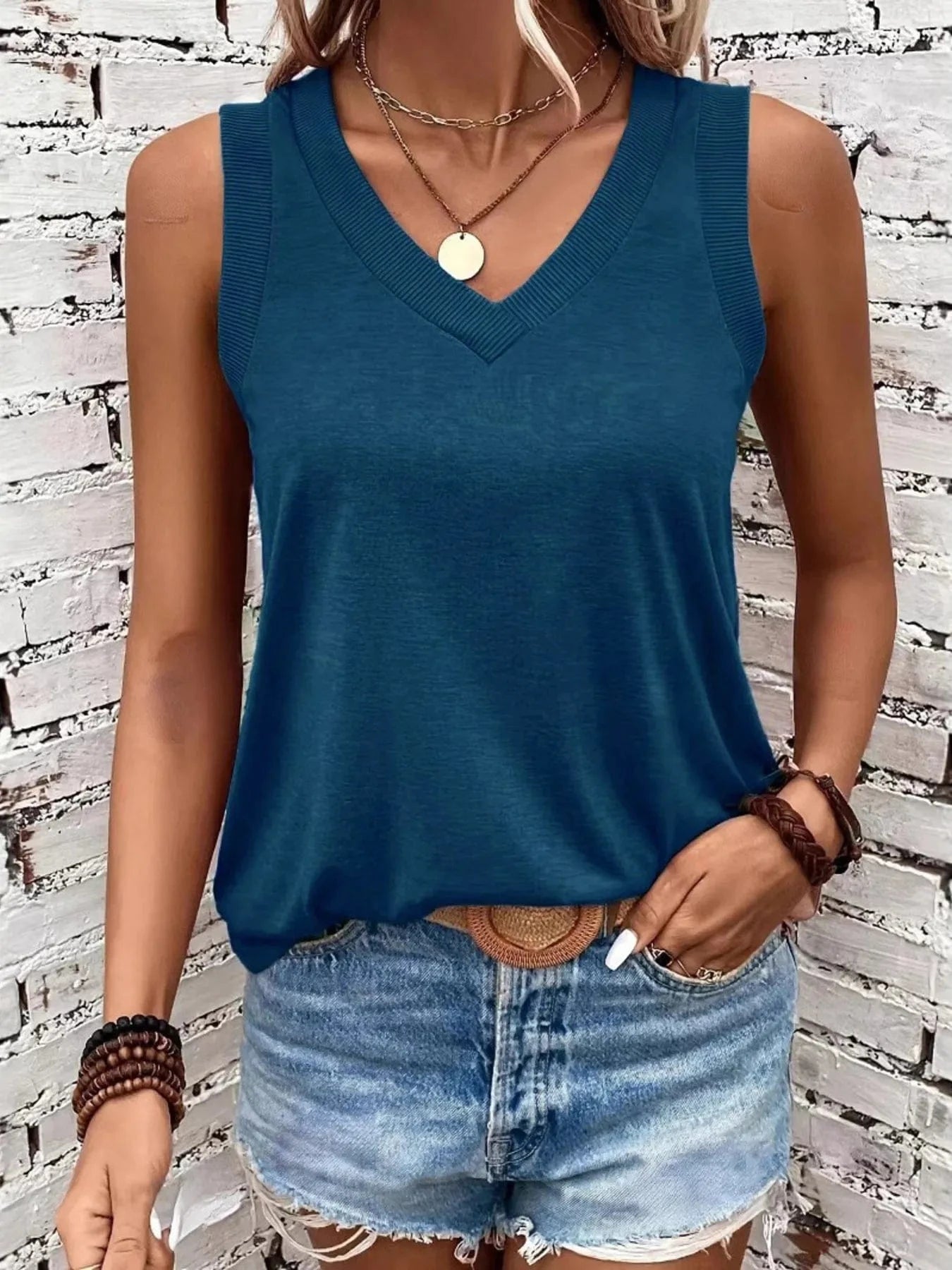 V - Neck Tank - ShalayeFashion