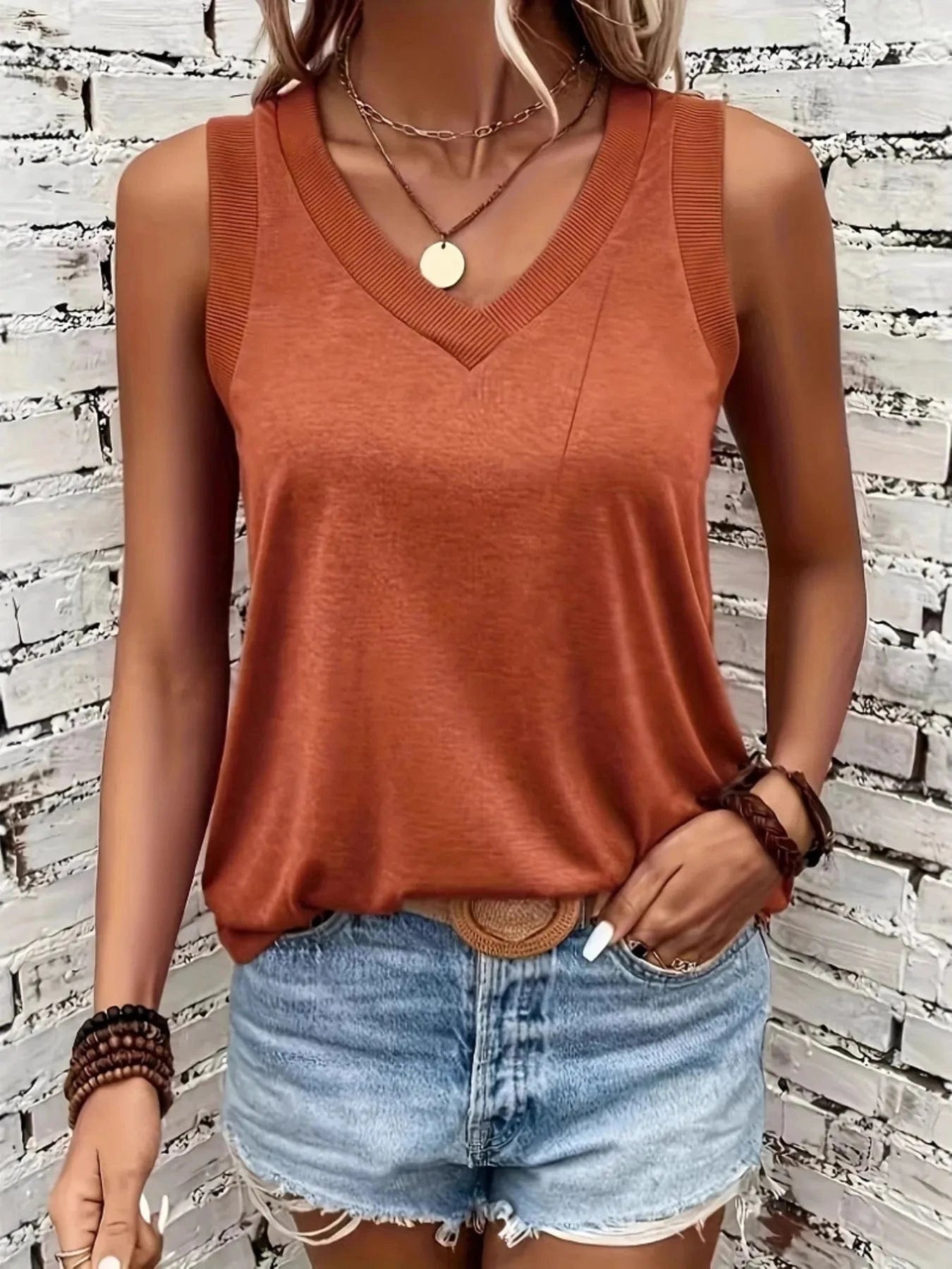V - Neck Tank - ShalayeFashion