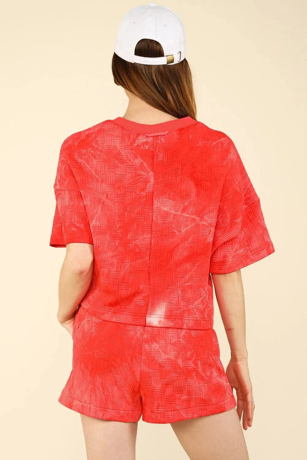 VERY J Quilted Washed Crop Top and Shorts Set - ShalayeFashion