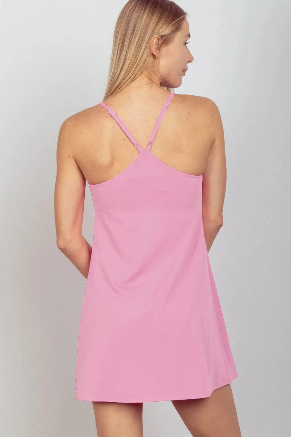 VERY J Sleeveless Active Tennis Dress with Unitard Liner - ShalayeFashion