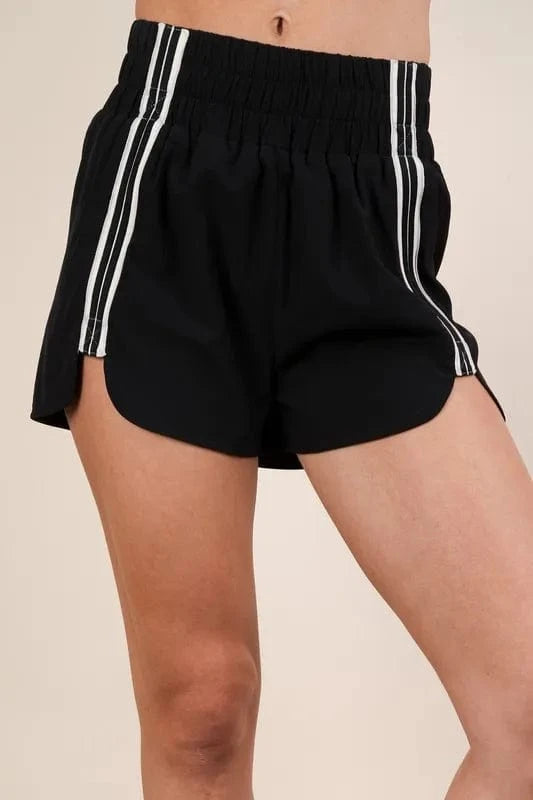 VERY J Striped Trim Detail Activewear Shorts - ShalayeFashion