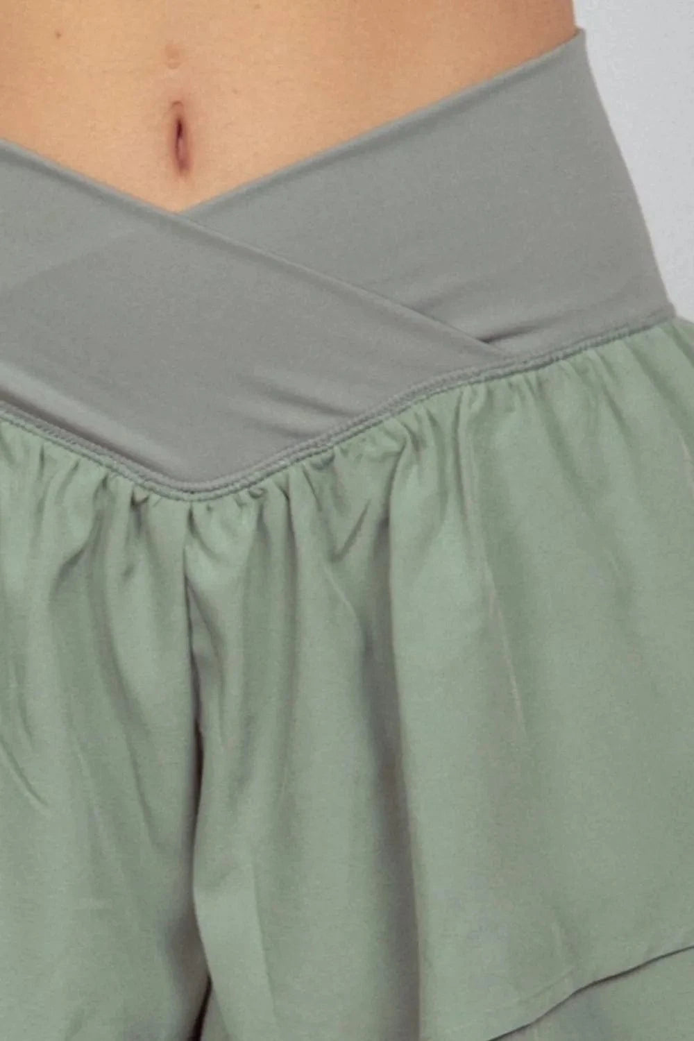 VERY J V - Shaped High Waist Layered Active Shorts - ShalayeFashion