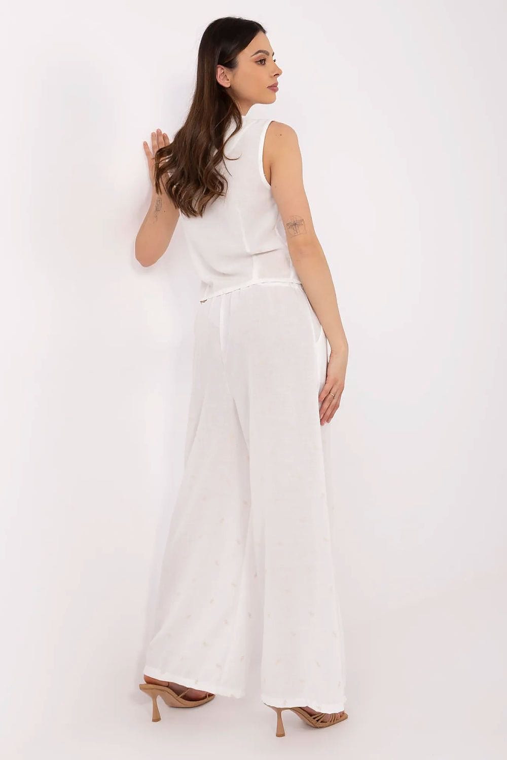 Vest Wide Leg Pants Set Decorative Embroidery - ShalayeFashion