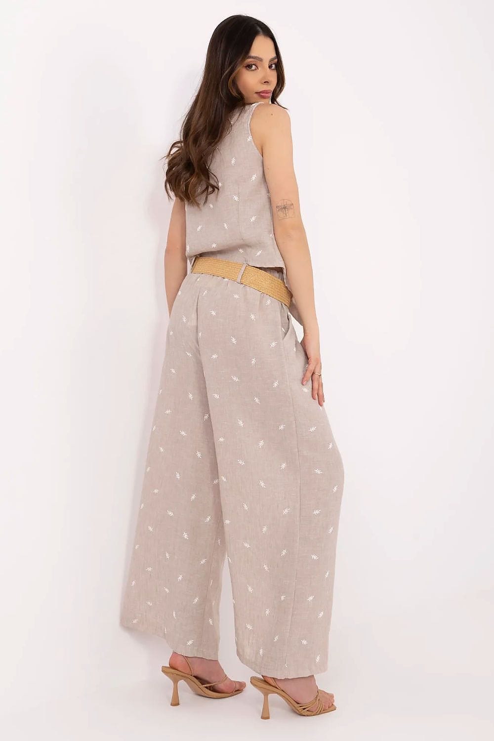 Vest Wide Leg Pants Set Decorative Embroidery - ShalayeFashion
