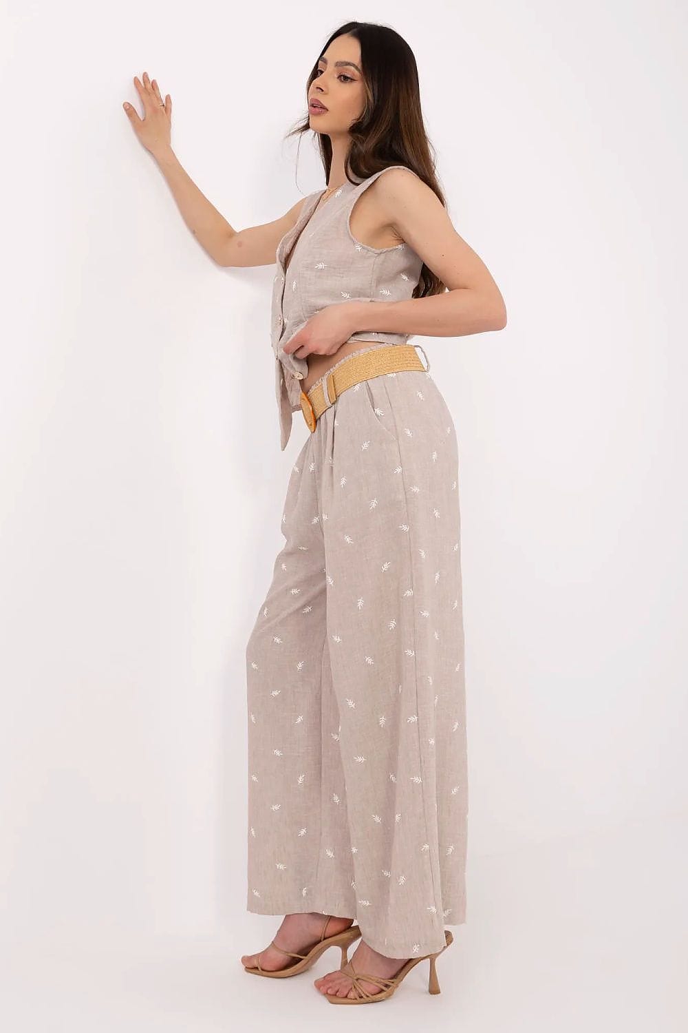 Vest Wide Leg Pants Set Decorative Embroidery - ShalayeFashion