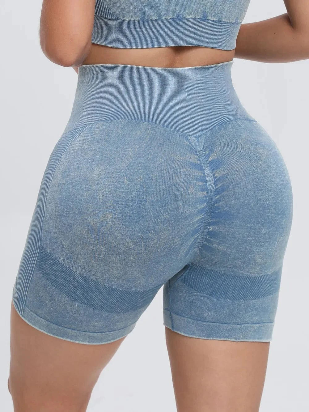 Washed High Waist Active Shorts - ShalayeFashion