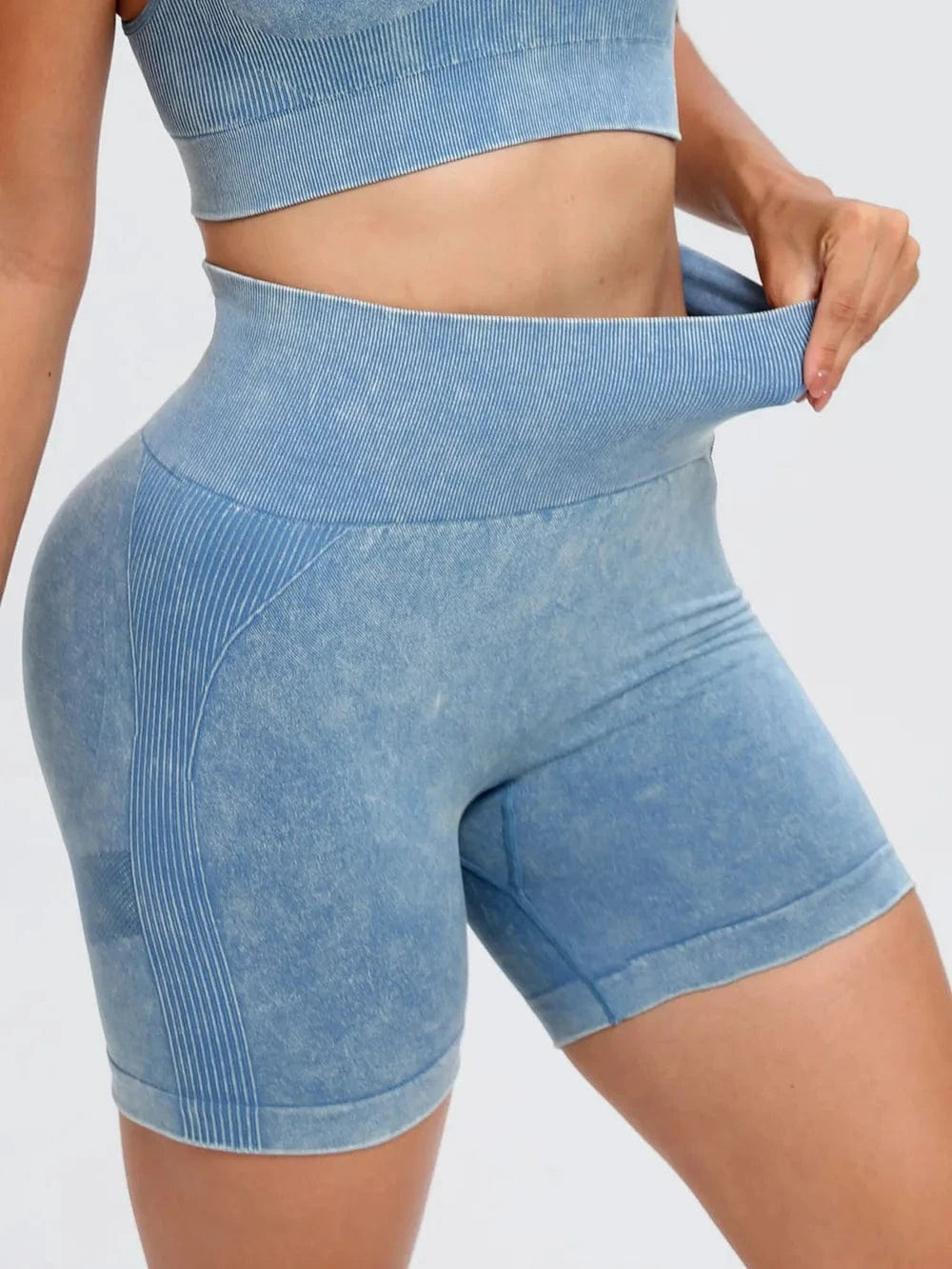 Washed High Waist Active Shorts - ShalayeFashion