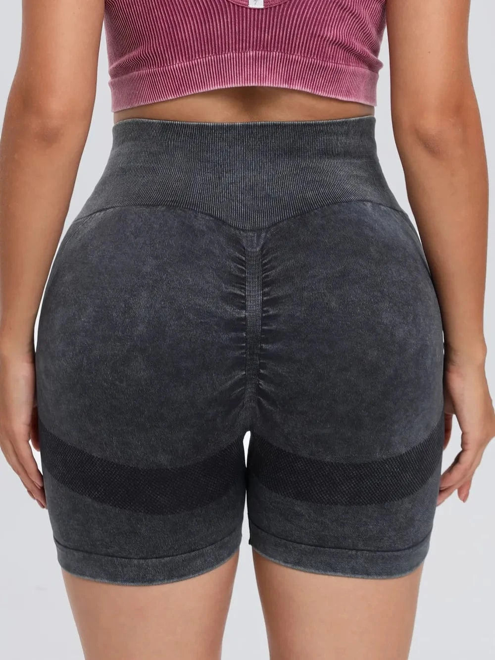 Washed High Waist Active Shorts - ShalayeFashion