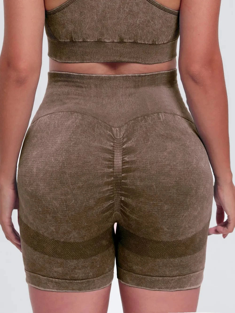 Washed High Waist Active Shorts - ShalayeFashion