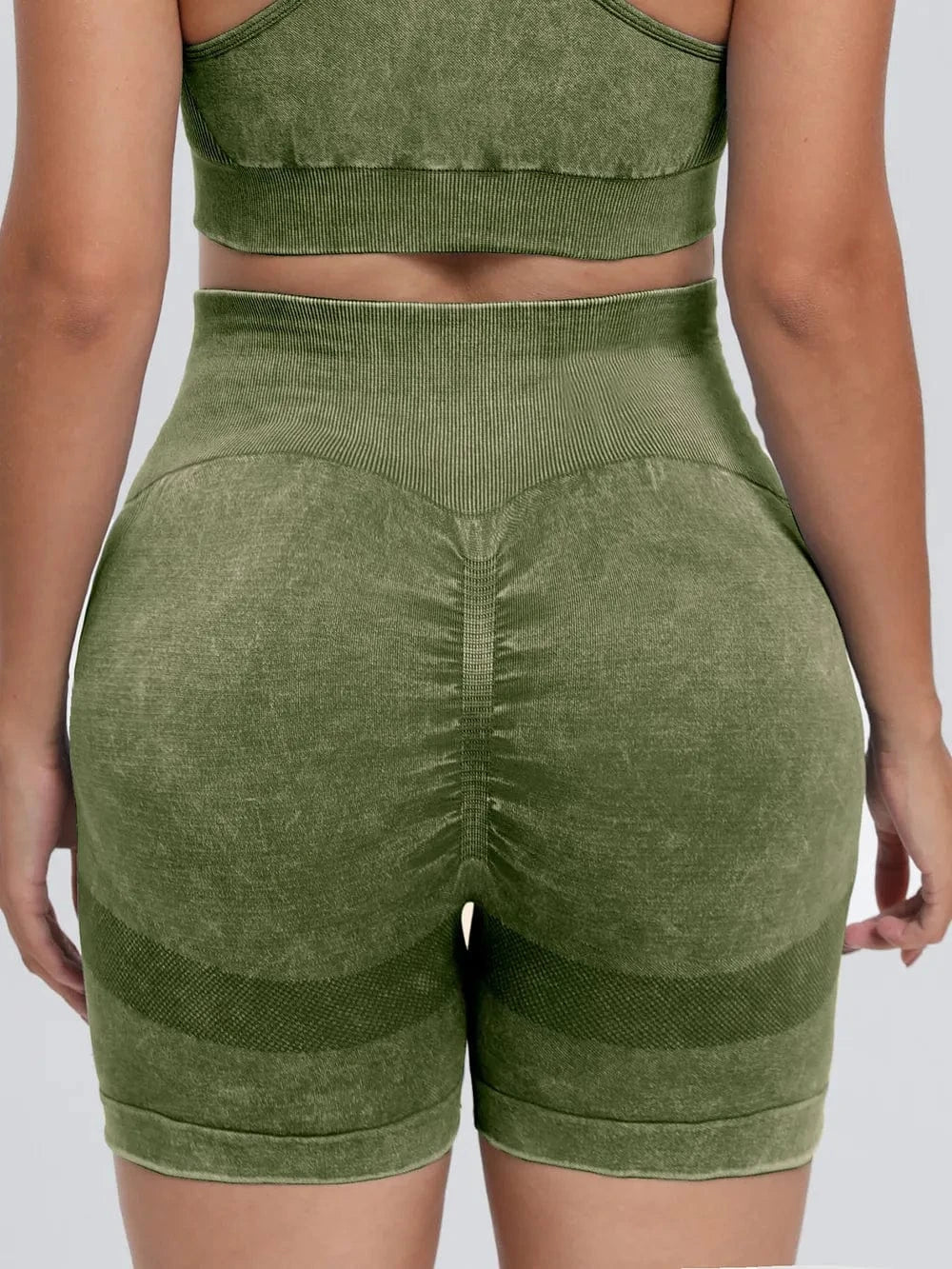 Washed High Waist Active Shorts - ShalayeFashion