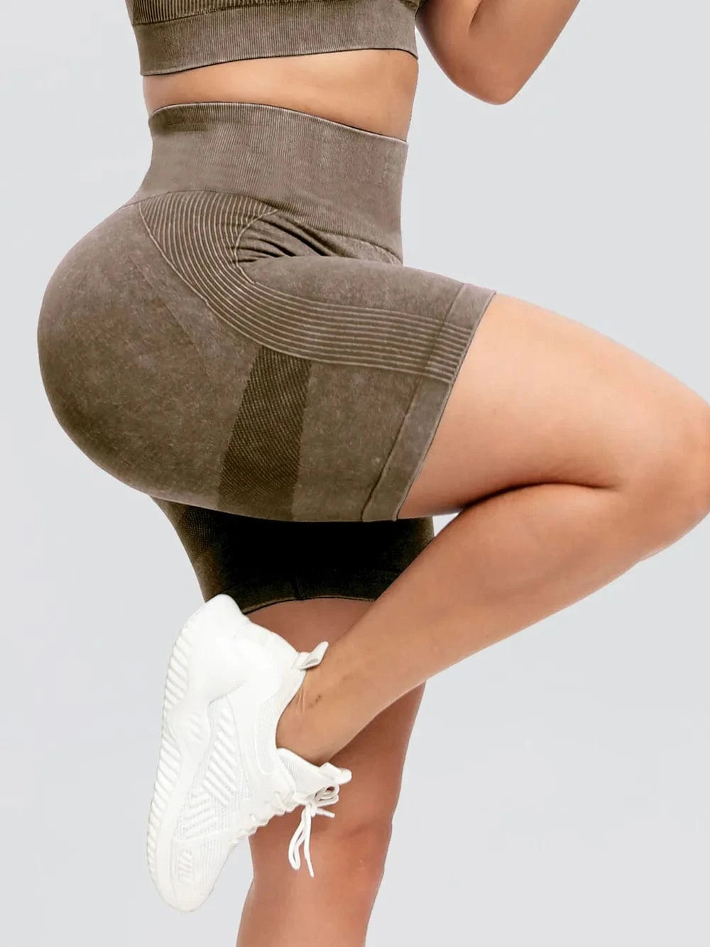 Washed High Waist Active Shorts - ShalayeFashion