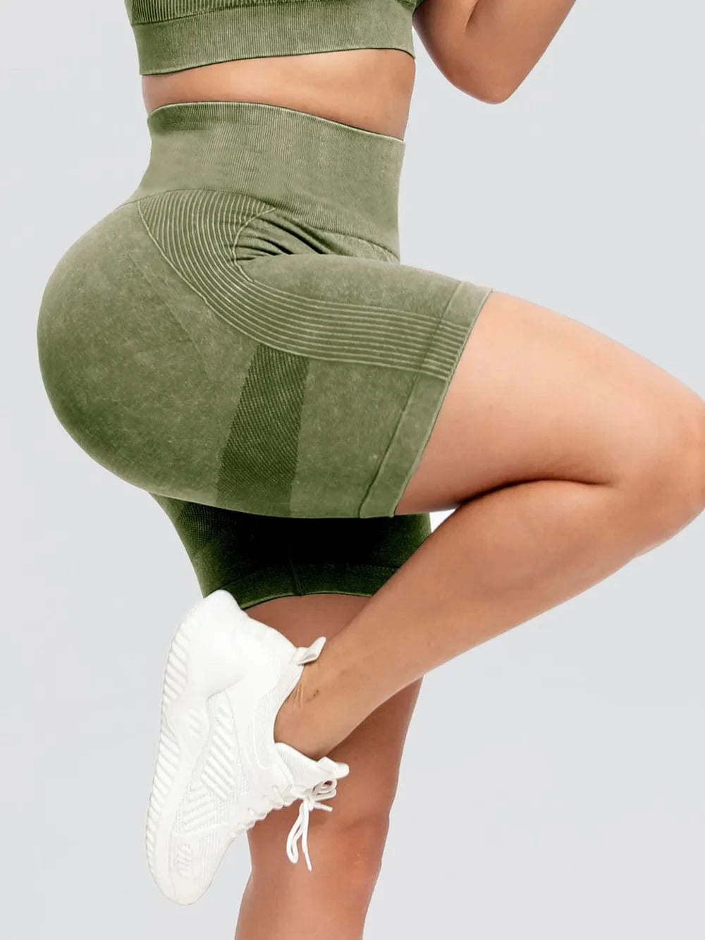 Washed High Waist Active Shorts - ShalayeFashion