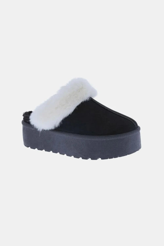 Weeboo Thick Bottom Fur Trim Snow Slippers - ShalayeFashion