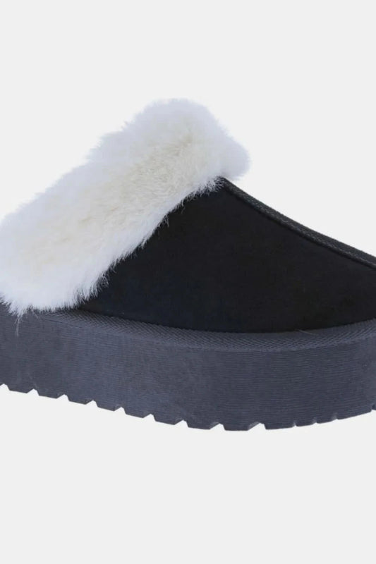 Weeboo Thick Bottom Fur Trim Snow Slippers - ShalayeFashion