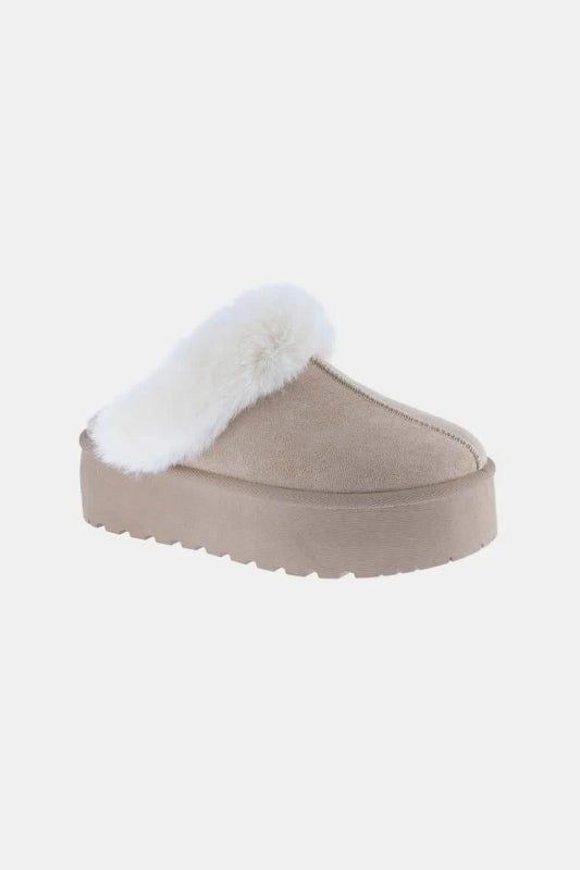 Weeboo Thick Bottom Fur Trim Snow Slippers - ShalayeFashion
