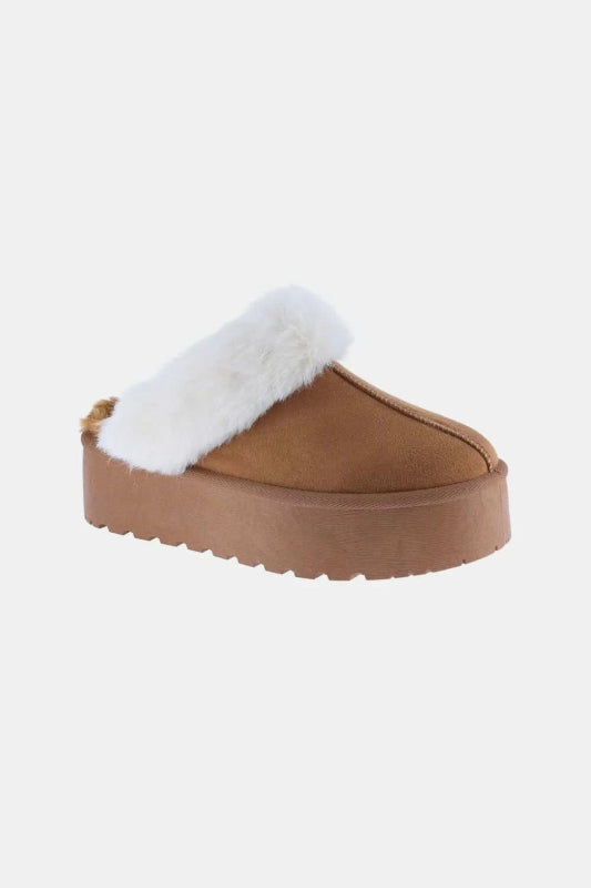 Weeboo Thick Bottom Fur Trim Snow Slippers - ShalayeFashion