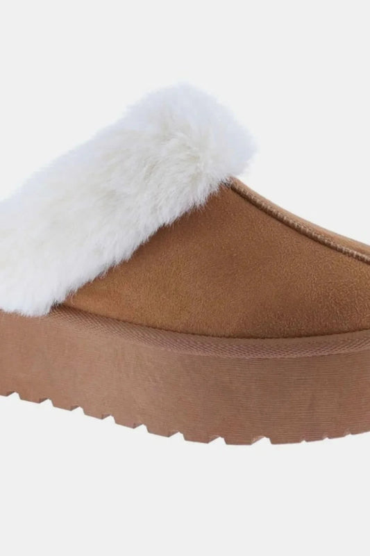 Weeboo Thick Bottom Fur Trim Snow Slippers - ShalayeFashion