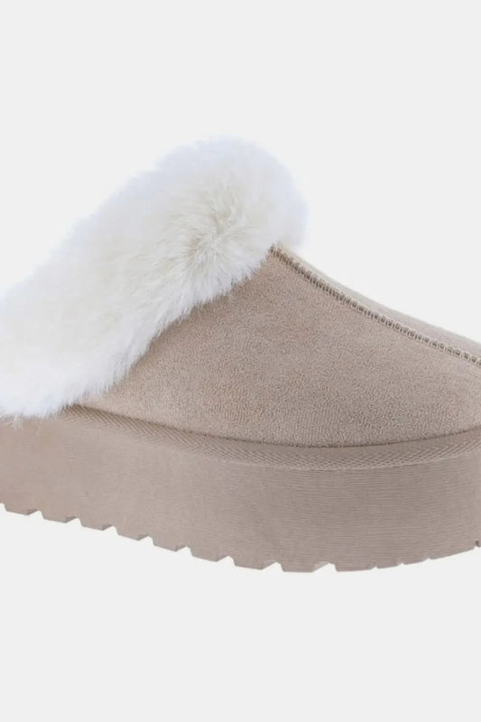 Weeboo Thick Bottom Fur Trim Snow Slippers - ShalayeFashion