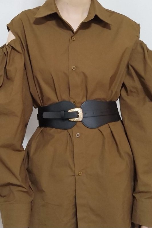 Wide Elastic Belt with Alloy Buckle - ShalayeFashion