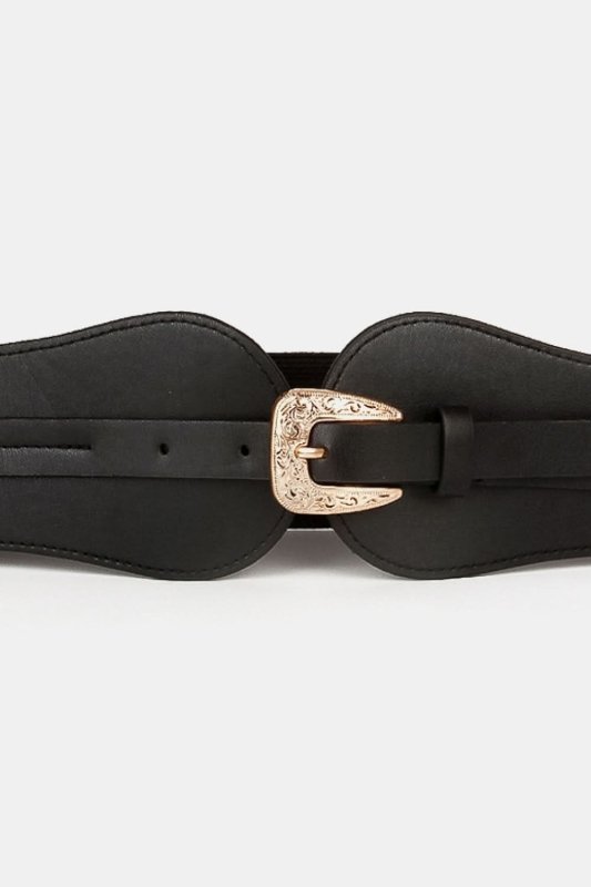 Wide Elastic Belt with Alloy Buckle - ShalayeFashion