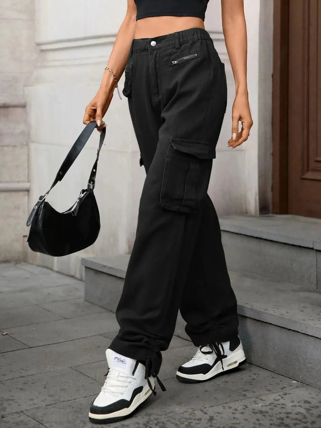 Wide Leg Cargo Jeans - ShalayeFashion