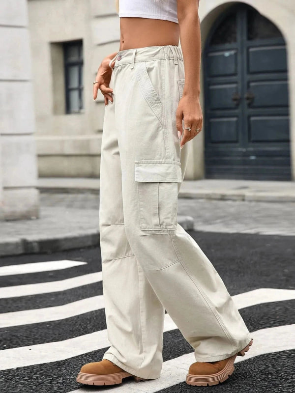 Wide Leg Cargo Jeans - ShalayeFashion
