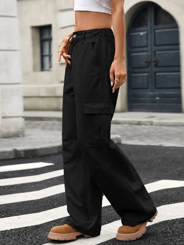 Wide Leg Cargo Jeans - ShalayeFashion