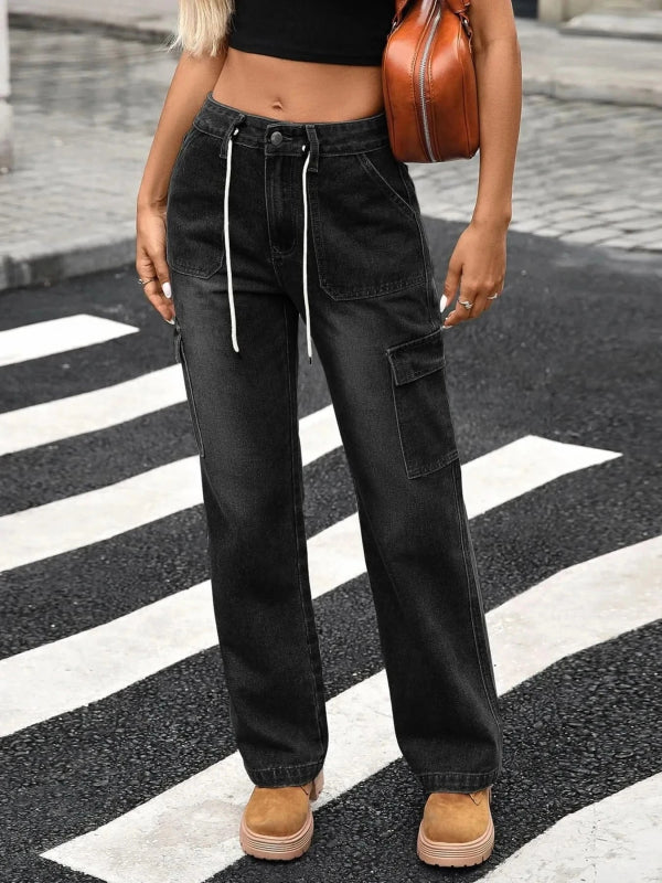 Wide Leg Cargo Jeans - ShalayeFashion