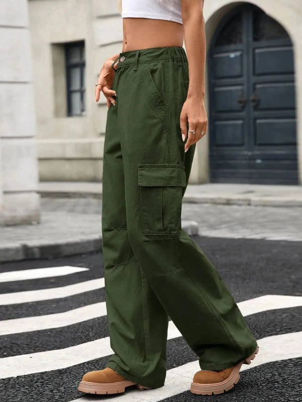 Wide Leg Cargo Jeans - ShalayeFashion