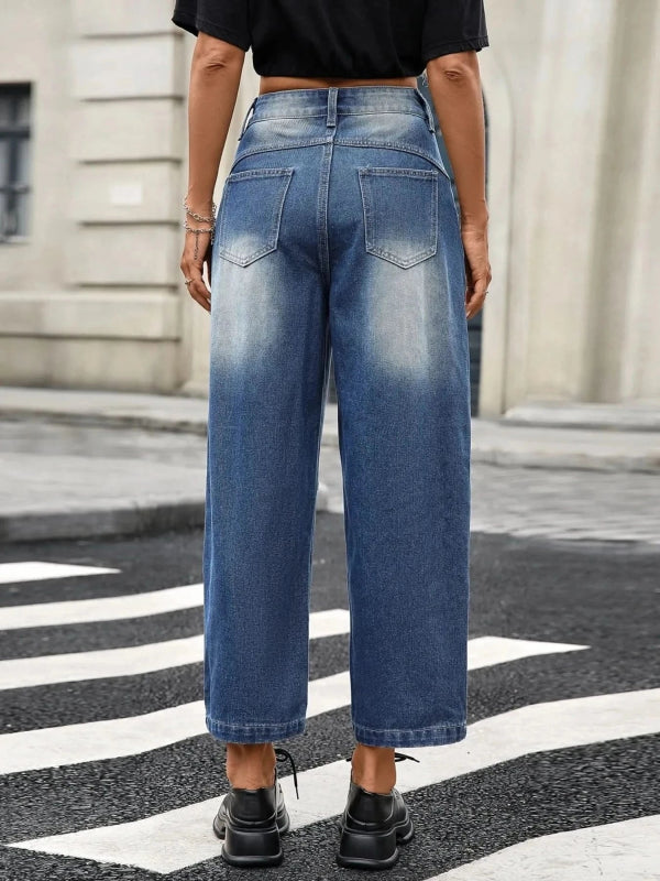 Wide Leg Jeans with Pockets - ShalayeFashion