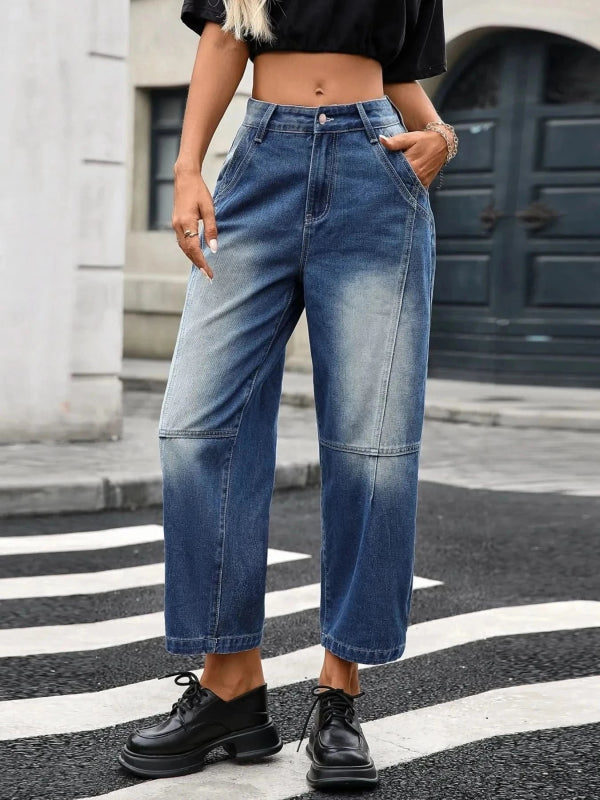 Wide Leg Jeans with Pockets - ShalayeFashion
