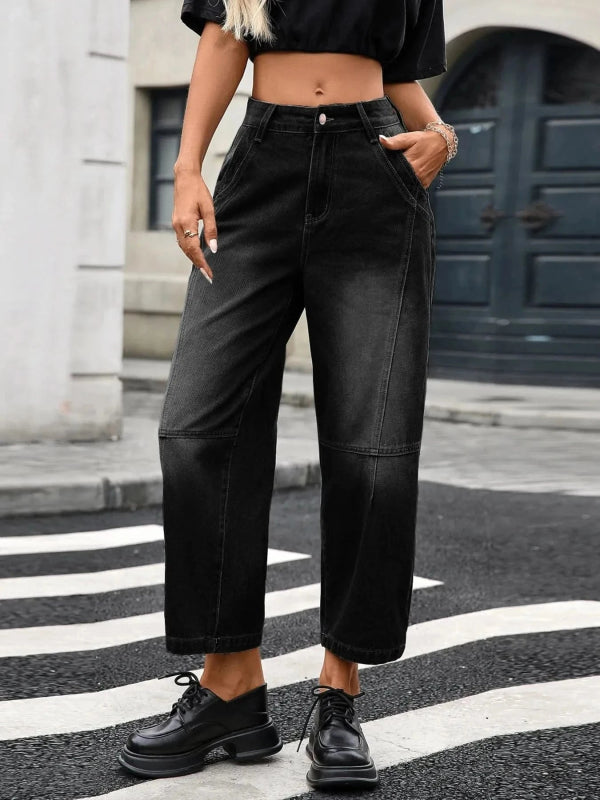 Wide Leg Jeans with Pockets - ShalayeFashion