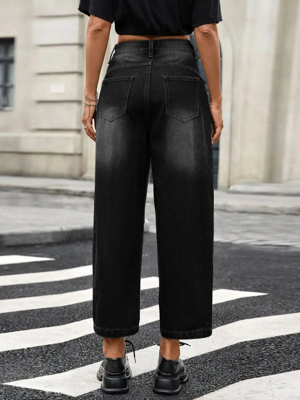 Wide Leg Jeans with Pockets - ShalayeFashion