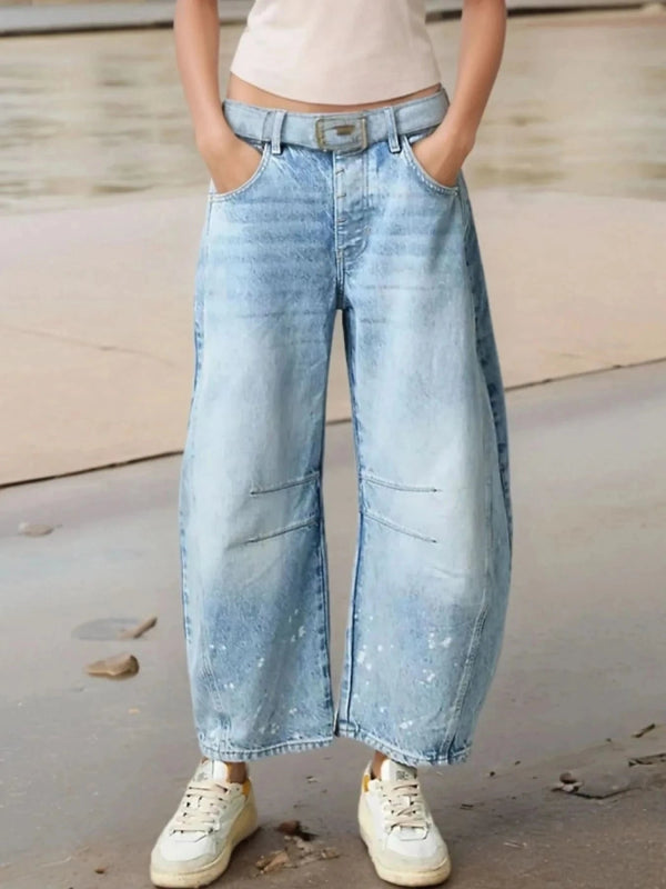 Wide Leg Relaxed Fit Jeans - ShalayeFashion