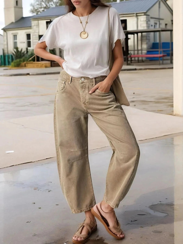 Wide Leg Relaxed Fit Jeans - ShalayeFashion