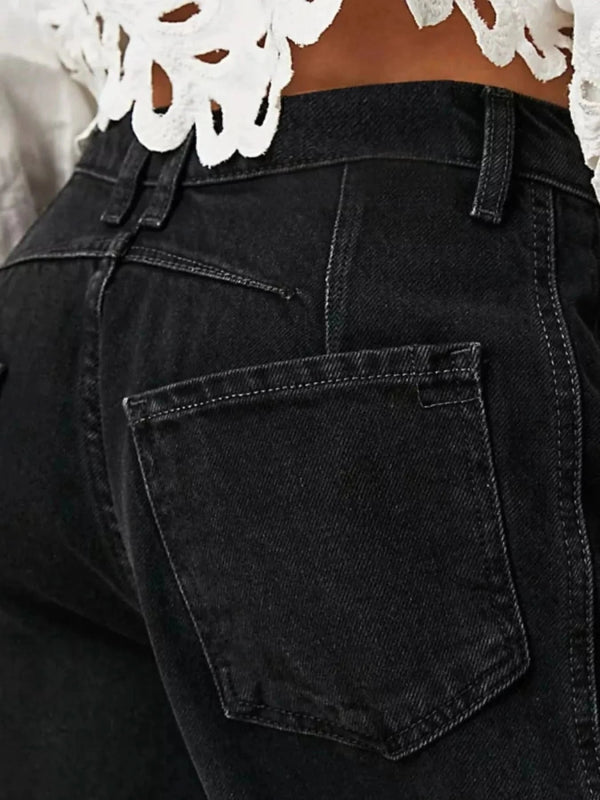 Wide Leg Relaxed Fit Jeans - ShalayeFashion