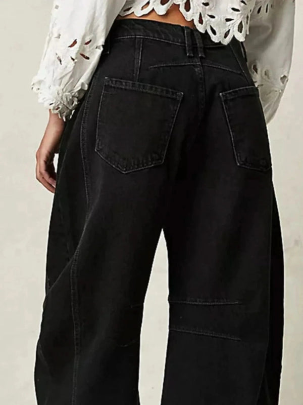 Wide Leg Relaxed Fit Jeans - ShalayeFashion