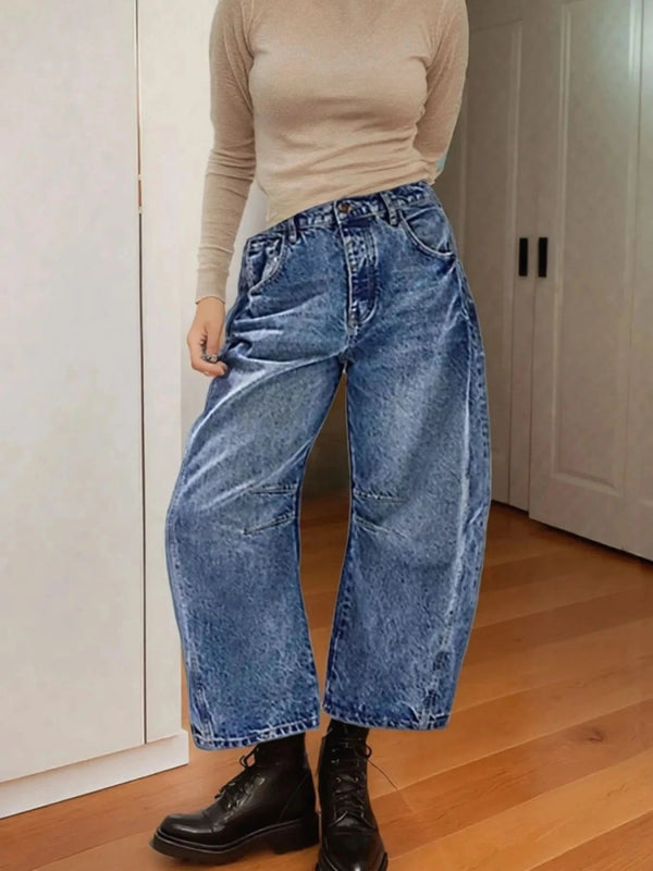 Wide Leg Relaxed Fit Jeans - ShalayeFashion