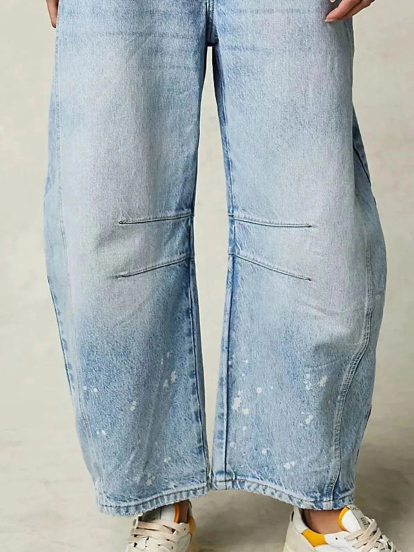Wide Leg Relaxed Fit Jeans - ShalayeFashion