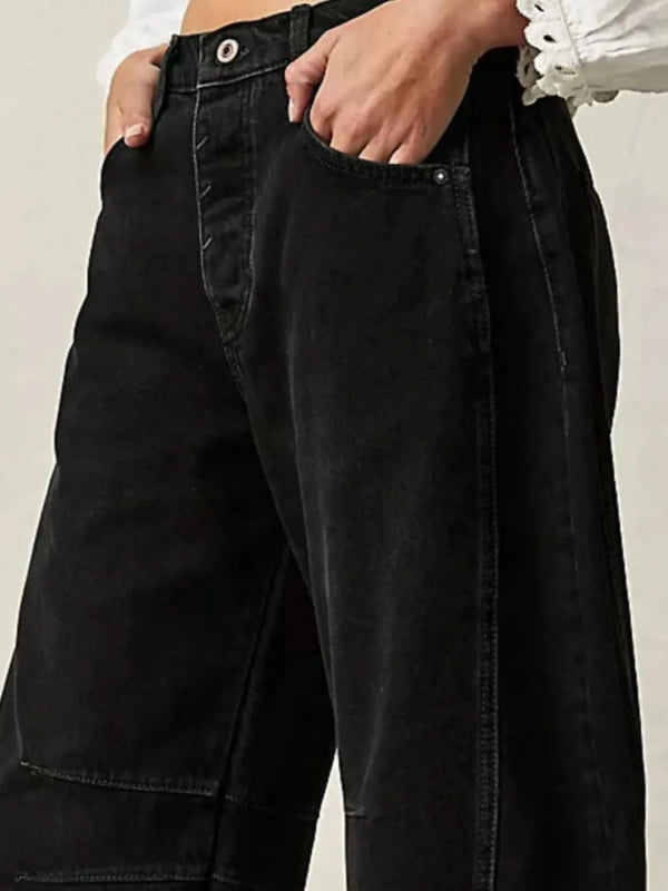 Wide Leg Relaxed Fit Jeans - ShalayeFashion