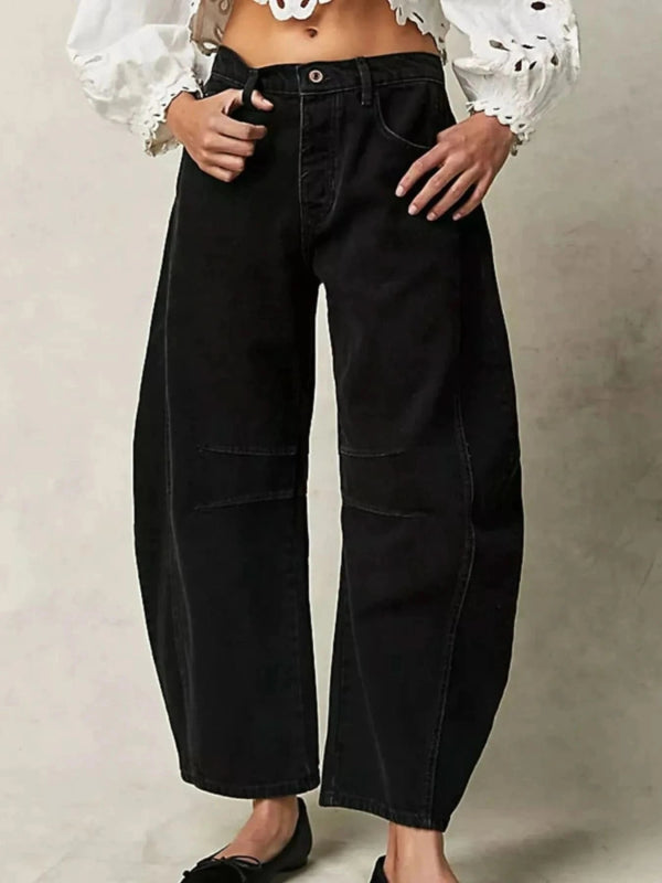 Wide Leg Relaxed Fit Jeans - ShalayeFashion