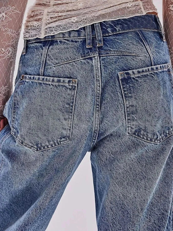Wide Leg Relaxed Fit Jeans - ShalayeFashion
