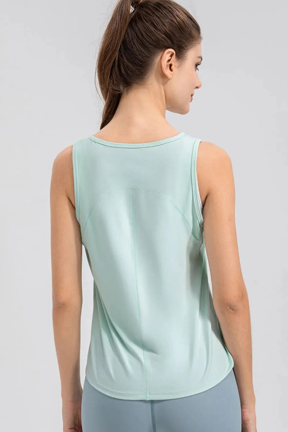 Wide Strap Round Neck Active Tank - ShalayeFashion